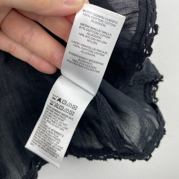 Lucky Brand Sleeveless Button Up Geo Embroidered Black Tank Top - S - Picture 7 of 8